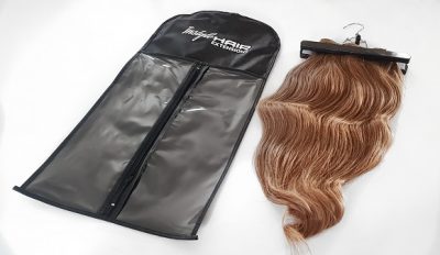Coffee hair extensions with storage bag and hanger