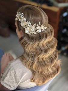 Hair Extensions with Bridal Waves and hair accessory
